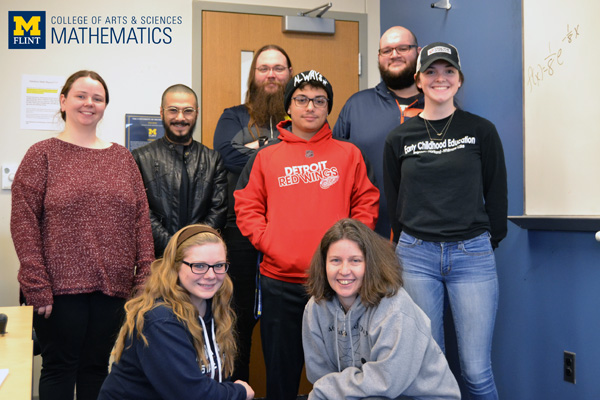 Laura McLeman, associate professor of UM-Flint Mathematics (front right) with some of her MTH 272 students 