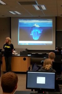 Students of librarian Laura Friesen's class learn about icebergs, the internet, and scientific investigation. And of course, about recording findings and sharing them with other researchers through publication! She IS a librarian, after all.