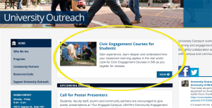 University Outreach's reusable media block in main column of their homepage.